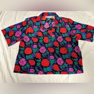 Floral vintage polyester shirt size 12